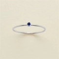 Minimalist S925 sterling silver thin ring featuring a small round blue zircon stone - US 7 / Silver September Sapphire