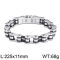 Bracciale a catena da moto in acciaio inossidabile argentato con inserti in gomma - Nero Bicolore (KB50134-K)