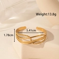 Golden open bangle with layered hollow design and delicate beadwork for a modern style - Hollow Beaded Style (YB-191)