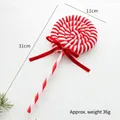 Red and white striped Christmas lollipop ornament with velvet bow for holiday decor - Large Lollipop