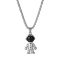 Minimalistische zilveren astronaut hanger ketting voor heren en dames in hiphop-stijl - A03 Zwart Gezicht