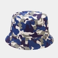 Chapeau bob camouflage bleu et gris avec bord renforcé en toile de coton durable - Camouflage Bleu