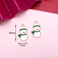 Enamel snowman pendant charms in white and green with gold plating, size 20x12mm - 5# Snowman