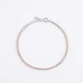Elegant S925 sterling silver tennis bracelet featuring vibrant pink round-cut cubic zirconia - 925 Silver / White Gold [Pink]