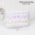 Iridescent quilted laser makeup bag in white finish with 23.5cm x 18.5cm dimensions - White Large Flat Bag / White