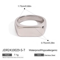 Anello quadrato minimalista in acciaio inossidabile placcato oro 18k con misure - Anello sigillo / Argento