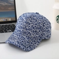 Detail of blue and white jacquard pattern on a six-panel wide brim baseball cap - One Size / Blue