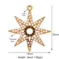 Octagon star pendant in gold-plated copper with black and white pavé cubic zirconia - Black & White Zircon Star / M603074-Gold
