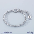 Minimalist silver stainless steel chain bracelet with letter S pendant detail - Silver - Letter S (KB186408-Z)