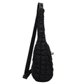 Sac bandoulière noir minimaliste matelassé avec texture froncée et bandoulière - Noir