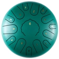 Dark green steel tongue drum with golden numbered scales and lotus pattern - Stone Green - Maple Leaf (12 Inch 15 Notes)