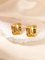 Irregular 3D gold-tone geometric stud earrings on elegant white stone and silk display - Pleated Polished Earrings