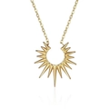Lujoso collar con colgante de sol dorado de acero inoxidable para mujeres - Dorado 40+5cm