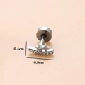 Silver barbell cartilage earring with wing-shaped micro-pave cubic zirconia 0.8cm size - Silver 5#