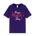 Short sleeve purple t-shirt featuring Happy Mother's Day print with heart graphics - XS / Tops / Purple