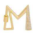 Letter M pendant with gold finish and white cubic zirconia for DIY jewelry - Letter M