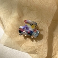 Small acetate hair claw clip with colorful terrazzo pattern on textured paper - 2# Multicolor