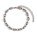 Bracciale minimalista con maglie a chicco di caffè in acciaio inossidabile argento lucido - Color Acciaio