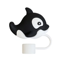3D killer whale straw topper in black and white finish for 10mm drinking straws - Killer Whale Style (4)