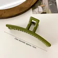 Olive green 13cm oversized hair claw clip in a glossy minimalist French style finish - Glossy Barrette Green-13cm