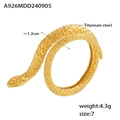 Gold titanium steel double-layer snake ring with textured scales in 18K gold plating - US 7 / Gold