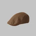 Classic retro brown newsboy cap in durable twill fabric with minimalist tailored design - One Size (Adjustable) / Coffee