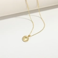 French vintage 18K gold plated round sunburst necklace with honeycomb textured pendant - Gold Round
