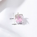 Detailansicht des Herz-Bogen-Anhängers mit rosa Zirkon, 19,1 mm mal 13,73 mm - Versilbert Rosa Tropfen Anhänger