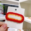 Pinza para el pelo tejida a mano en ganchillo rojo y amarillo en tarjeta blanca - 2# Tira Corazón Blanco Rojo