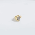 Minimalist adjustable gold ring featuring an asymmetric heart with pavé cubic zirconia - Irregular Heart (Two-tone)