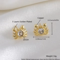 Golden crab stud earrings crafted in copper with zircon inlays and detailed dimensions - Gold Plated Crab EM12-5