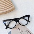 Occhiali da sole cat-eye nero lucido per bambini con montatura intera e design retrò - Montatura Nera Lenti Trasparenti