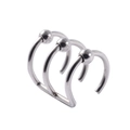 Modern triple-layer silver stainless steel ear cuff with small ball accents - Triple Layer with Steel Beads