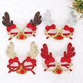 Sparkly reindeer Christmas glasses in red, silver, and gold for party celebration costumes - CHYJ-19 Sequin Big Antler Bow Nose Glasses
