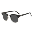 Occhiali da sole semi-rimless classici con montatura nera, metallo argento e lenti grigie - Montatura Nero Argento Lenti Grigie (Stanghette Sottili)
