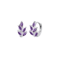 Élégantes boucles d'oreilles feuilles en argent S925 avec pierres violettes marquise - Zircon Violet (Plaqué Platine)