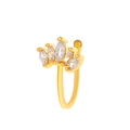Golden clip-on nose ring with five marquise-cut cubic zirconia in a crown setting - Fan Style (WG-1171) / Gold