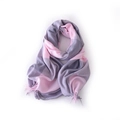 Pink and purple plaid scarf with tassels made of soft cashmere-like fabric - 180cm / New Grey Pink