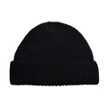 Classic black ribbed knit beanie with a folded cuff design for versatile winter warmth - Black