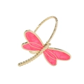 Golden dragonfly napkin ring with pink enamel wings for elegant dining table decor - Z1059-4 Gold Pink Dragonfly