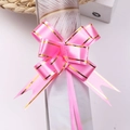 Pink ribbon pull bow with gold trim for gift wrapping and Christmas holiday decoration - Pink Gold Edge