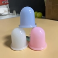 Three-piece facial silicone cupping set in blue, white, and pink for vacuum massage therapy - Size 2 Three Colors