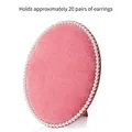 Pink velvet oval earring holder with pearl trim, holds about 20 pairs of earrings - Medium / Pink Velvet
