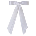 Elegant white satin long ribbon bow hair clip with smooth silk texture for women - 2.5cm Duckbill Clip-Z244 / White