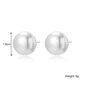 Minimalist silver spherical stud earrings with 1.8cm diameter polished metal design - Polished Silver Metal Ball Stud