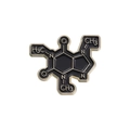 Black and gold caffeine molecule enamel pin accessory for backpacks and clothing - Black Gold Caffeine (QHXZ1778)