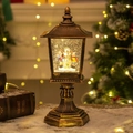 Antike Bronze-Weihnachtslaterne mit Schneemann, Kindern und warmem LED-Lichteffekt - Große Straßenlaterne - Schneemann
