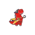Cute red dinosaur enamel pin playing guitar with Rock Star text and macaron colors - Rock Star Guitar Red Dinosaur (XZ4462)