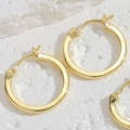 Minimalist 14K gold plated geometric hoop earrings with polished finish and hinge closure - 20MM Polished Style / Gold