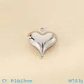 Ciondolo a cuore in argento lucido da 16x13mm per la creazione di gioielli fai-da-te - Cuore Argenteo 16x13mm(KLJ10066-Z)